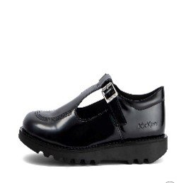 kickers. Kick T Bar V Girls toddler shoe in black